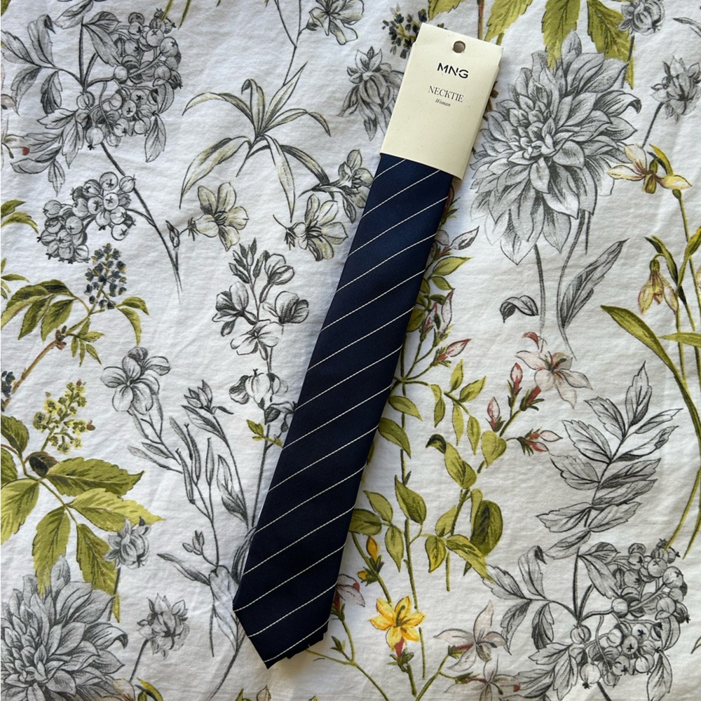 NWT Mango Blue and White Stripe Tie